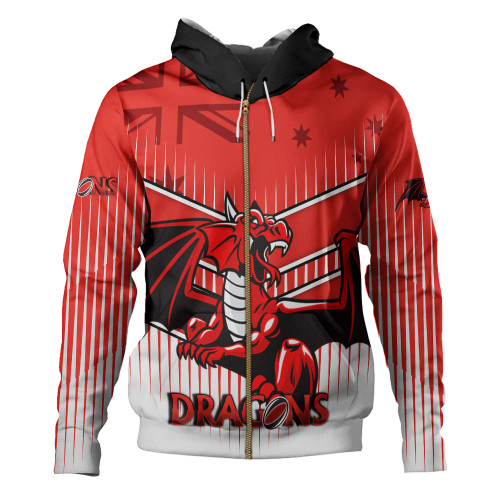 St. George Illawarra Dragons Hoodie - St. George Illawarra Dragons Mascot With Australia Flag St. George Illawarra Dragons Hoodie - St. George Illawarra Dragons Mascot With Australia Flag
