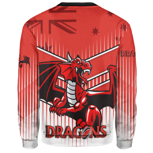 Illawarra and St George Sport Sweatshirt - Dragons Mascot With Australia Flag Illawarra and St George Sport Sweatshirt - Dragons Mascot With Australia Flag