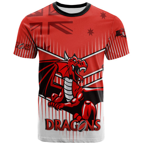 Illawarra and St George Sport T-Shirt - Dragons Mascot With Australia Flag