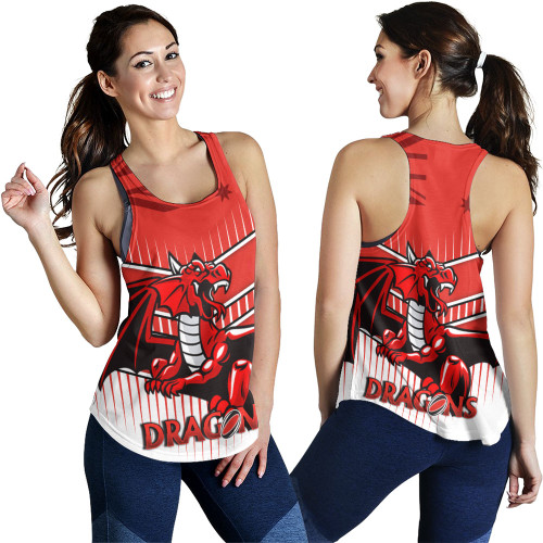 Illawarra and St George Sport Women's Racerback Tank - Dragons Mascot With Australia Flag