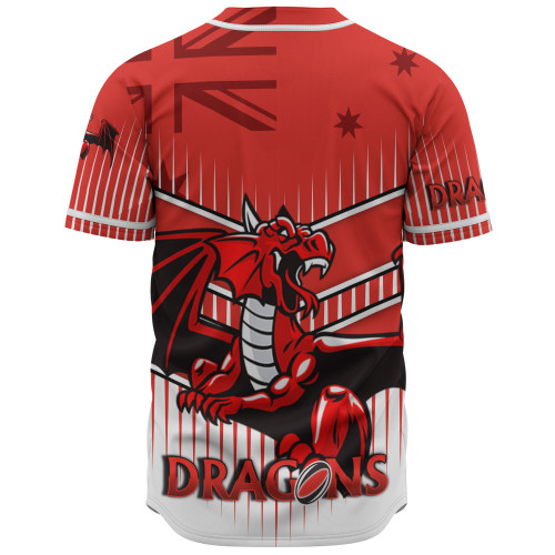 Illawarra and St George Sport Baseball Shirt - Dragons Mascot With Australia Flag Illawarra and St George Sport Baseball Shirt - Dragons Mascot With Australia Flag