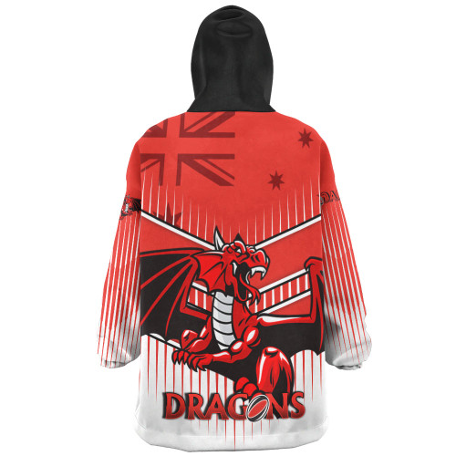 Illawarra and St George Sport Snug Hoodie - Dragons Mascot With Australia Flag Illawarra and St George Sport Snug Hoodie - Dragons Mascot With Australia Flag