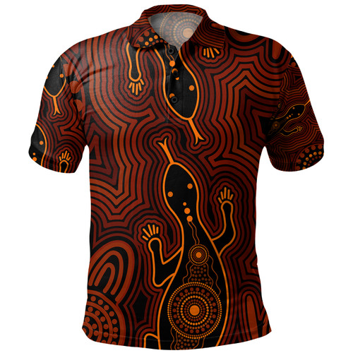 Australia Aboriginal Inspired Polo Shirt - Goanna Aboriginal Art Polo Shirt