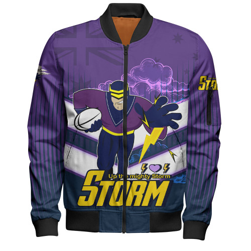 Melbourne Sport Bomber Jacket - Storm Melbourne Mascot With Australia Flag