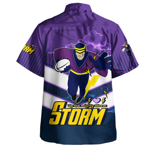 Melbourne Sport Hawaiian Shirt - Storm Melbourne Mascot With Australia Flag Melbourne Sport Hawaiian Shirt - Storm Melbourne Mascot With Australia Flag