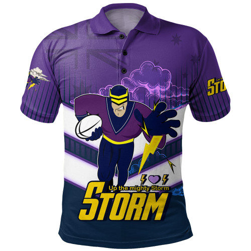 Melbourne Sport Polo Shirt - Storm Melbourne Mascot With Australia Flag