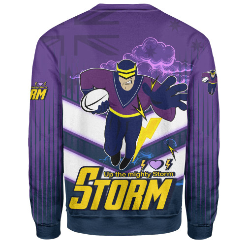 Melbourne Sport Sweatshirt - Storm Melbourne Mascot With Australia Flag Melbourne Sport Sweatshirt - Storm Melbourne Mascot With Australia Flag