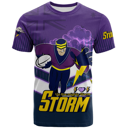 Melbourne Sport T-Shirt - Storm Melbourne Mascot With Australia Flag