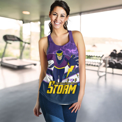 Melbourne Sport Women's Racerback Tank - Storm Melbourne Mascot With Australia Flag Melbourne Sport Women's Racerback Tank - Storm Melbourne Mascot With Australia Flag