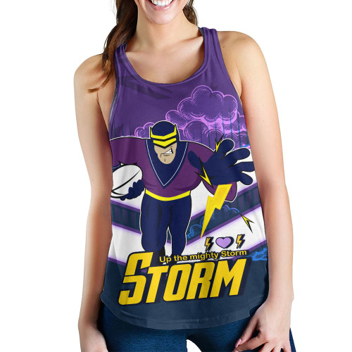 Melbourne Sport Women's Racerback Tank - Storm Melbourne Mascot With Australia Flag Melbourne Sport Women's Racerback Tank - Storm Melbourne Mascot With Australia Flag