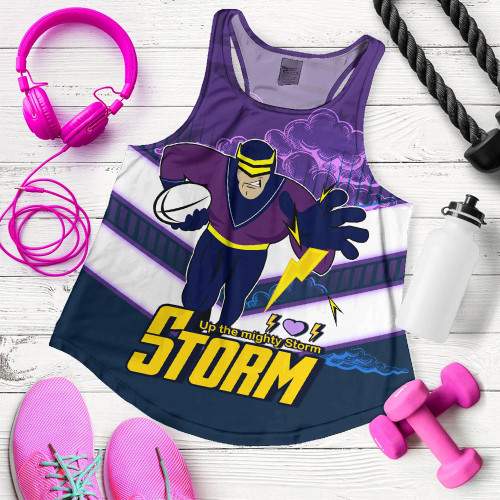 Melbourne Sport Women's Racerback Tank - Storm Melbourne Mascot With Australia Flag