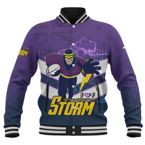 Melbourne Sport Baseball Jacket - Storm Melbourne Mascot With Australia Flag