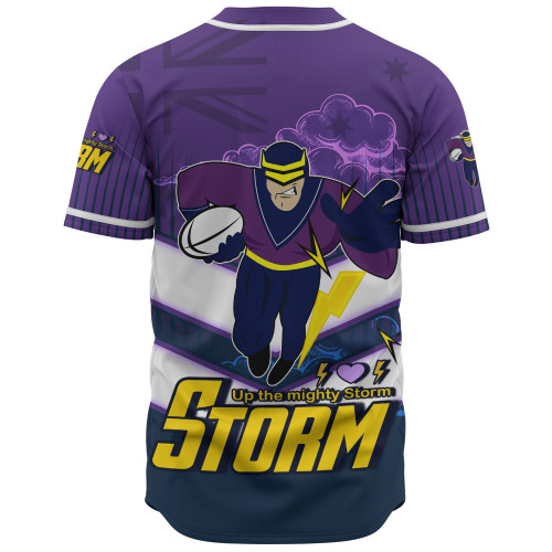 Melbourne Sport Baseball Shirt - Storm Melbourne Mascot With Australia Flag Melbourne Sport Baseball Shirt - Storm Melbourne Mascot With Australia Flag