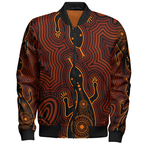 Australia Aboriginal Inspired Bomber Jacket - Goanna Aboriginal Art Bomber Jacket