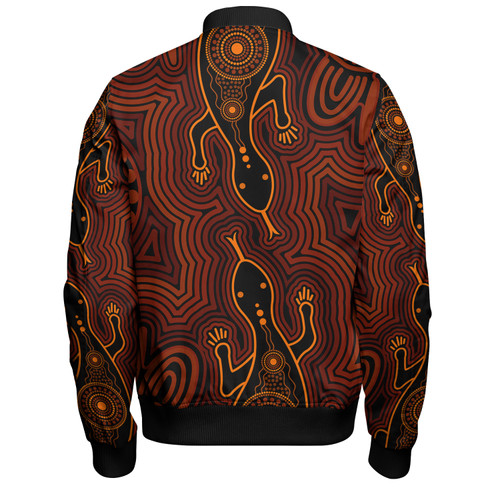 Australia Aboriginal Inspired Bomber Jacket - Goanna Aboriginal Art Bomber Jacket Australia Aboriginal Inspired Bomber Jacket - Goanna Aboriginal Art Bomber Jacket