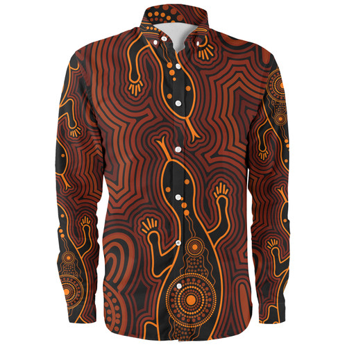 Australia Aboriginal Inspired Long Sleeve Shirt - Goanna Aboriginal Art Long Sleeve Shirt