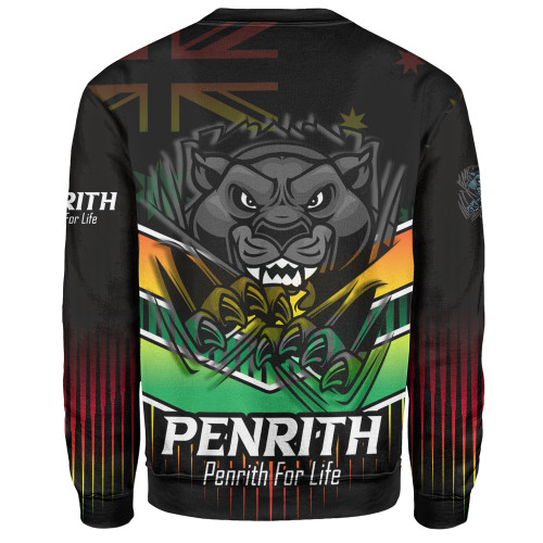 Penrith Panthers Sweatshirt - Panthers Mascot With Australia Flag Penrith Panthers Sweatshirt - Panthers Mascot With Australia Flag