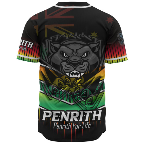 Penrith Panthers Baseball Shirt - Panthers Mascot With Australia Flag Penrith Panthers Baseball Shirt - Panthers Mascot With Australia Flag