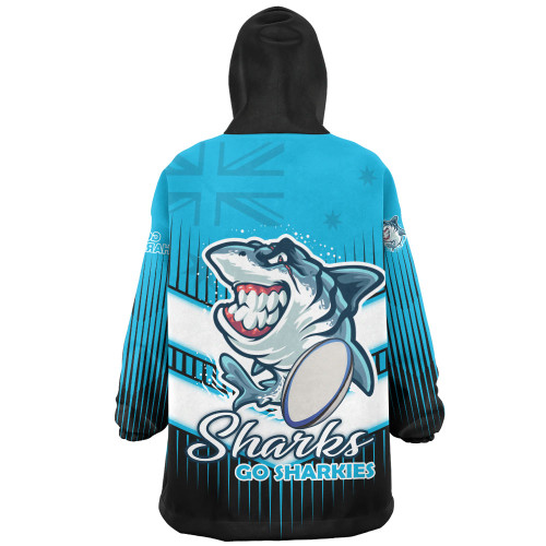 Sutherland and Cronulla Snug Hoodie - Sharks Mascot With Australia Flag Sutherland and Cronulla Snug Hoodie - Sharks Mascot With Australia Flag