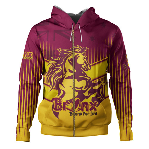 Brisbane Broncos Hoodie - Bronx Mascot With Australia Flag Brisbane Broncos Hoodie - Bronx Mascot With Australia Flag