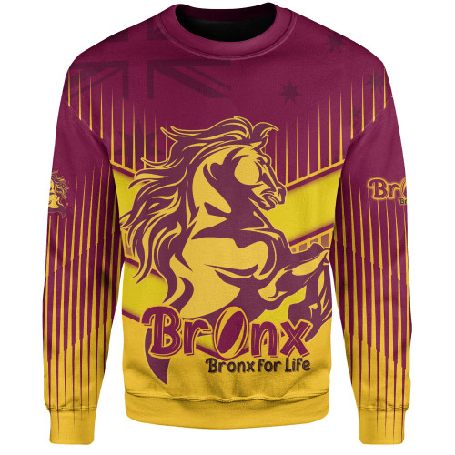 Brisbane Broncos Sweatshirt - Bronx Mascot With Australia Flag