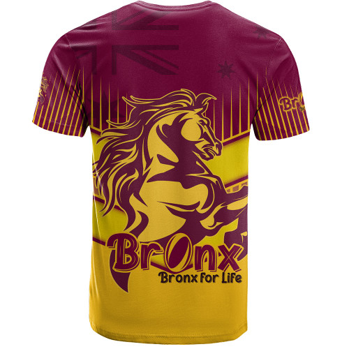 Brisbane Broncos T-Shirt - Bronx Mascot With Australia Flag Brisbane Broncos T-Shirt - Bronx Mascot With Australia Flag