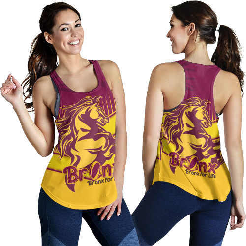 Brisbane Broncos Women's Racerback Tank - Bronx Mascot With Australia Flag Brisbane Broncos Women's Racerback Tank - Bronx Mascot With Australia Flag