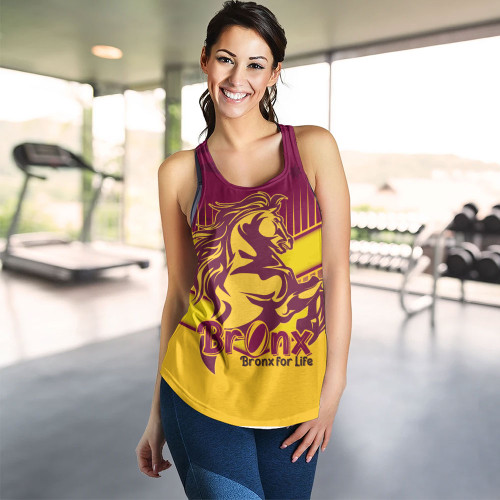 Brisbane Broncos Women's Racerback Tank - Bronx Mascot With Australia Flag Brisbane Broncos Women's Racerback Tank - Bronx Mascot With Australia Flag