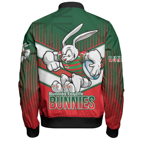 South Sydney Rabbitohs Bomber Jacket - Bunnies Mascot With Australia Flag