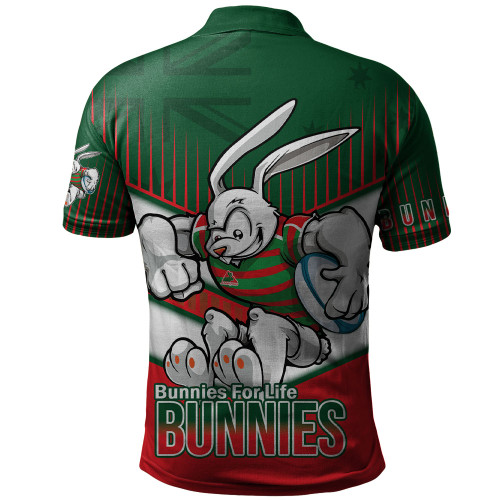 South Sydney Rabbitohs Polo Shirt - Bunnies Mascot With Australia Flag