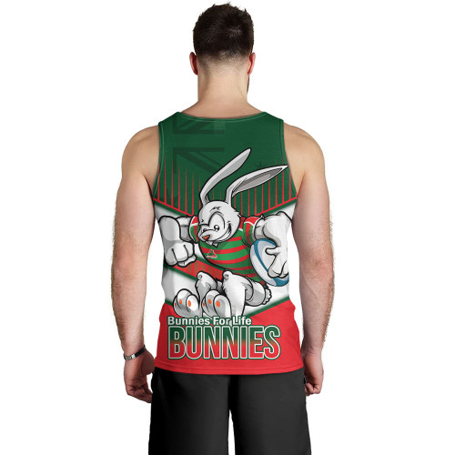 South Sydney Rabbitohs Men's Tank Top - Bunnies Mascot With Australia Flag