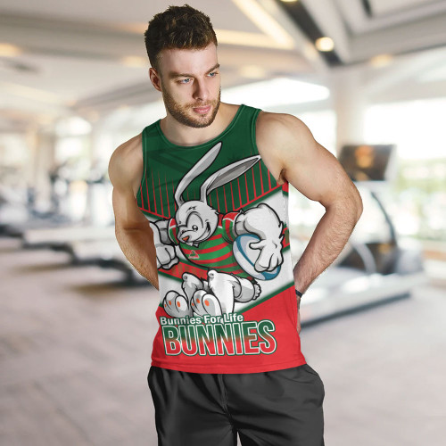 South Sydney Rabbitohs Men's Tank Top - Bunnies Mascot With Australia Flag