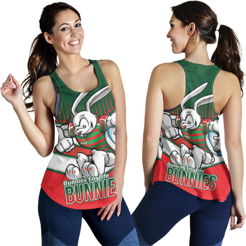 South Sydney Rabbitohs Women's Racerback Tank - Bunnies Mascot With Australia Flag South Sydney Rabbitohs Women's Racerback Tank - Bunnies Mascot With Australia Flag