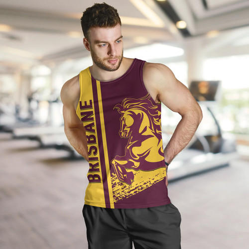 Brisbane Broncos Men's Tank Top - Broncos Mascot Quater Style Brisbane Broncos Men's Tank Top - Broncos Mascot Quater Style