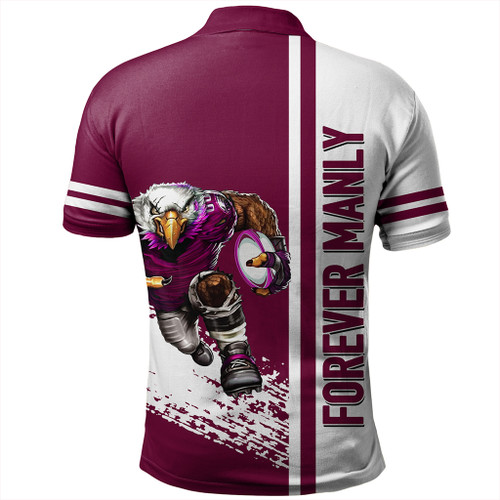 Manly Warringah Sea Eagles Polo Shirt - Manly Warringah Sea Eagles Mascot Quater Style Manly Warringah Sea Eagles Polo Shirt - Manly Warringah Sea Eagles Mascot Quater Style