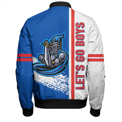 Newcastle Knights Sport Bomber Jacket - Knights Mascot Quater Style Newcastle Knights Sport Bomber Jacket - Knights Mascot Quater Style