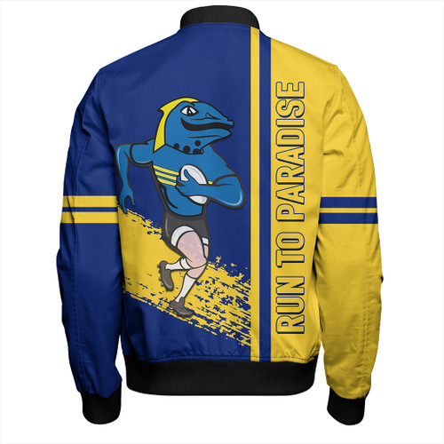 Parramatta Eels Sport Bomber Jacket - Parramatta Eels Mascot Quater Style Parramatta Eels Sport Bomber Jacket - Parramatta Eels Mascot Quater Style