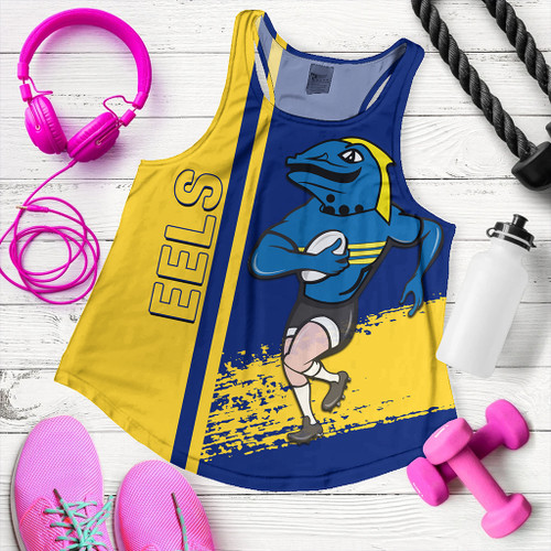 Parramatta Eels Sport Women's Racerback Tank - Parramatta Eels Mascot Quater Style