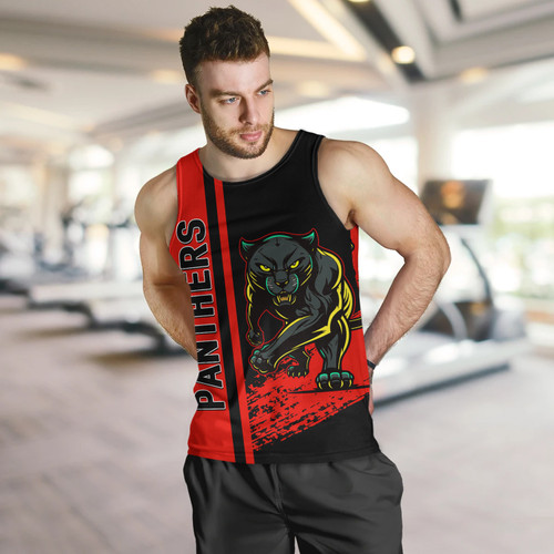 Penrith Panthers Men's Tank Top - Penrith Panthers Mascot Quater Style Penrith Panthers Men's Tank Top - Penrith Panthers Mascot Quater Style