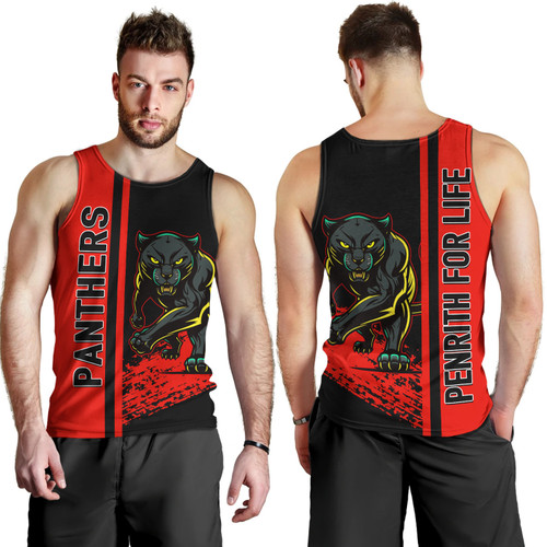 Penrith Panthers Men's Tank Top - Penrith Panthers Mascot Quater Style Penrith Panthers Men's Tank Top - Penrith Panthers Mascot Quater Style