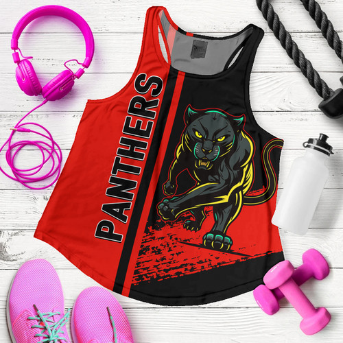 Penrith Panthers Sport Women's Racerback Tank - Panthers Mascot Quater Style