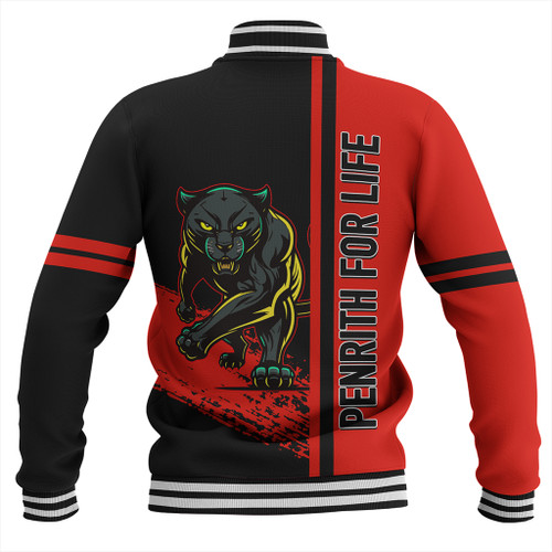 Penrith Panthers Baseball Jacket - Penrith Panthers Mascot Quater Style Penrith Panthers Baseball Jacket - Penrith Panthers Mascot Quater Style