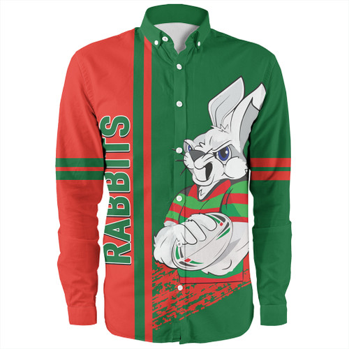 South Sydney Rabbitohs Sport Long Sleeve Shirt - Rabbits Mascot Quater Style