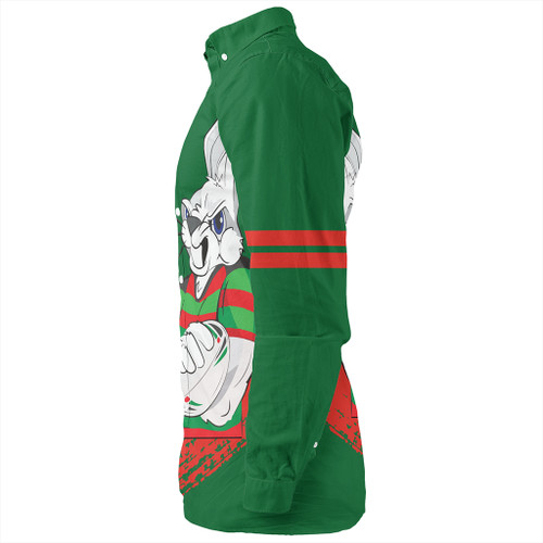 South Sydney Rabbitohs Long Sleeve Shirt - Rabbits Mascot Quater Style