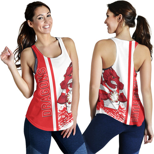 St. George Illawarra Dragons Women's Racerback Tank - St. George Illawarra Dragons Mascot Quater Style