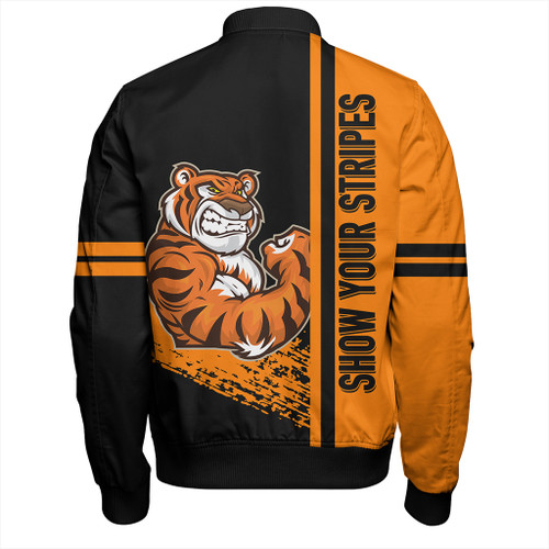 Wests Tigers Bomber Jacket - Wests Tigers Mascot Quater Style Wests Tigers Bomber Jacket - Wests Tigers Mascot Quater Style