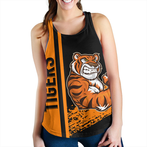 Wests Tigers Women's Racerback Tank - Wests Tigers Mascot Quater Style Wests Tigers Women's Racerback Tank - Wests Tigers Mascot Quater Style