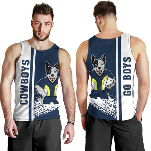 North Queensland Cowboys Men's Tank Top - North Queensland Cowboys Mascot Quater Style North Queensland Cowboys Men's Tank Top - North Queensland Cowboys Mascot Quater Style