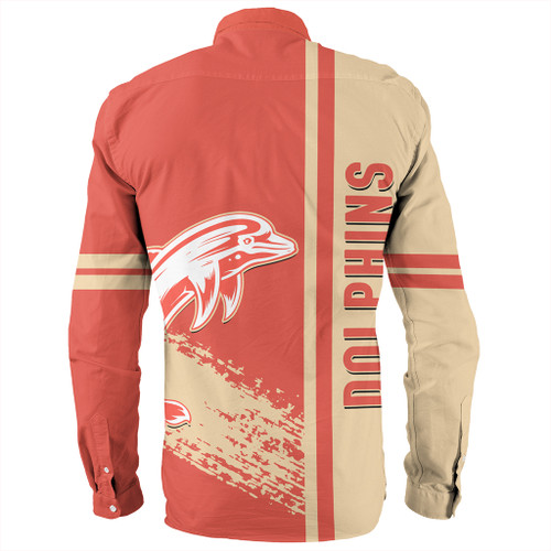 Redcliffe Dolphins Long Sleeve Shirt - Redcliffe Dolphins Mascot Quater Style Redcliffe Dolphins Long Sleeve Shirt - Redcliffe Dolphins Mascot Quater Style
