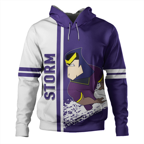 Melbourne Storm Hoodie - Melbourne Storm Mascot Quater Style Melbourne Storm Hoodie - Melbourne Storm Mascot Quater Style